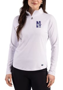 Cutter and Buck Northwestern Wildcats Womens White Prospect Eco Qtr Zip