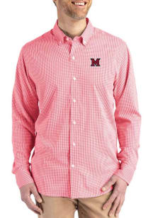 Cutter and Buck Miami RedHawks Mens Red Skyline Long Sleeve Dress Shirt