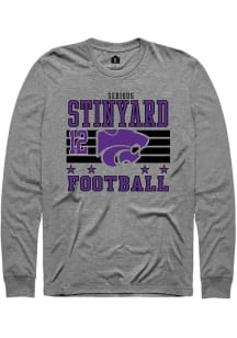 Serious Stinyard K-State Wildcats Grey Football NIL Striped Long Sleeve Player T Shirt