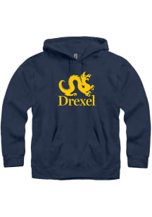 Drexel Dragons Mens Navy Blue Big Logo Long Sleeve Hoodie