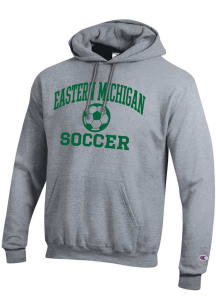 Champion Eastern Michigan Eagles Mens Grey Soccer Icon Powerblend Long Sleeve Hoodie