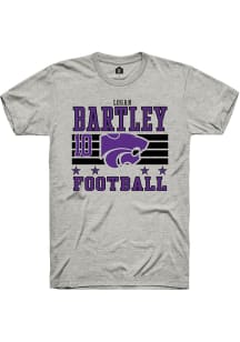 Logan Bartley K-State Wildcats Ash Football NIL Striped Short Sleeve Player T Shirt