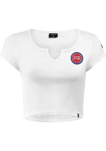 Hype and Vice Detroit Pistons Womens White Cali Short Sleeve T-Shirt