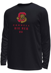 Under Armour Cornell Big Red Black Stacked Logo Tech Stretch Long Sleeve T-Shirt