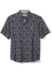 Tommy Bahama Pittsburgh Pirates Mens Black Nova Wave Ballpark Short Sleeve Dress Shirt