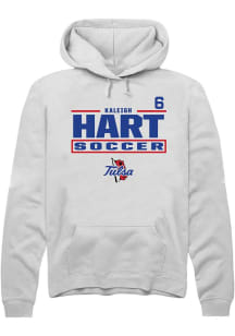 Kaleigh Hart  Rally Tulsa Golden Hurricane Mens White NIL Stacked Box Long Sleeve Hoodie