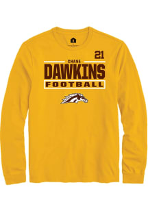 Chase Dawkins Western Michigan Broncos Gold Football NIL Stacked Box Long Sleeve Player T Shirt