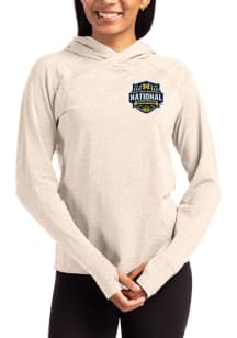 Cutter and Buck Michigan Wolverines Womens Oatmeal 2026 MBB Champions Adapt Knit Hood Hooded Sweat..
