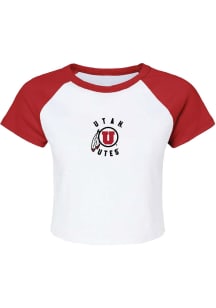 Summit Sportswear Utah Utes Womens White Phoebe Micro Rib Short Sleeve T-Shirt