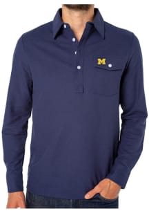 Michigan Wolverines Mens Navy Blue Players Shirt Short Sleeve Fashion Polo