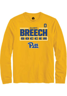 Elliott Breech Pitt Panthers Gold NIL Stacked Box Long Sleeve Player T Shirt