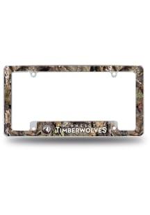 Minnesota Timberwolves Camo Mossy Oak All Over Chrome License Plate Frame - White