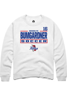 brooklyn bumgardner Tulsa Golden Hurricane Mens White NIL Stacked Box Player Crew