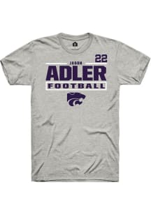 Jason Adler K-State Wildcats Ash Football NIL Stacked Box Short Sleeve Player T Shirt