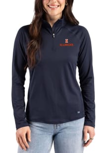 Cutter and Buck Illinois Fighting Illini Womens Navy Blue Prospect Eco Qtr Zip