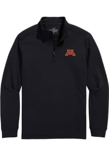 Minnesota Golden Gophers Mens Black Clubhouse Long Sleeve Qtr Zip Pullover
