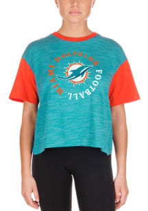 New Era Miami Dolphins Womens Blue Space Dye Short Sleeve T-Shirt