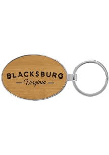 Blacksburg Text Wood Keychain - Brown