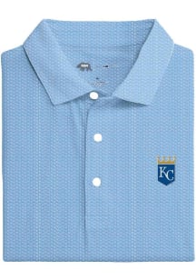 Onward Reserve Kansas City Royals Mens Light Blue Custom Team Print Short Sleeve Fashion Polo