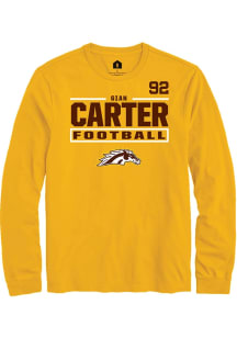 Gian Carter Western Michigan Broncos Gold Football NIL Stacked Box Long Sleeve Player T Shirt