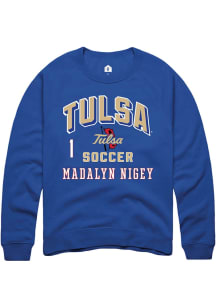 Madalyn Nigey Tulsa Golden Hurricane Mens Blue NIL Arch Logo Player Crew