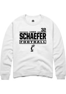 Landen Schaefer Cincinnati Bearcats Mens White Football NIL Stacked Box Player Crew
