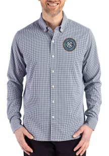 Cutter and Buck New York City FC Mens Navy Blue Skyline Long Sleeve Dress Shirt