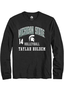 Taylah Holdem Michigan State Spartans Black NIL Arch Logo Long Sleeve Player T Shirt