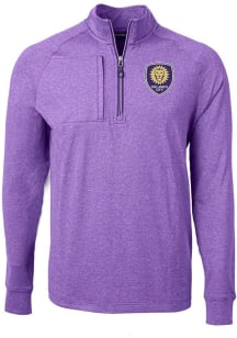 Cutter and Buck Orlando City SC Mens Purple Adapt Eco Long Sleeve Qtr Zip Pullover