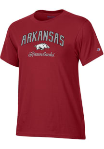 Champion Arkansas Razorbacks Womens Cardinal Glitter Short Sleeve T-Shirt