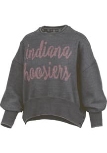 Pressbox Indiana Hoosiers Womens Black Chelsea Youngstown Crew Sweatshirt