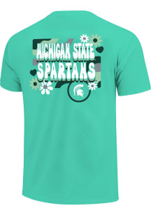 Michigan State Spartans Girls Green Retro Flower Short Sleeve Tee