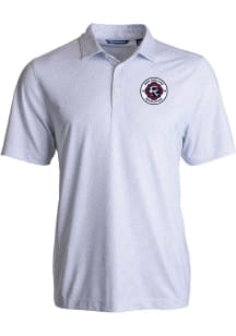 Cutter and Buck New England Revolution Mens White Pike Pebble Short Sleeve Polo