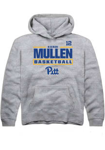 Kieran Mullen Rally Pitt Panthers Youth NIL Stacked Box Long Sleeve Player Hoodie Grey