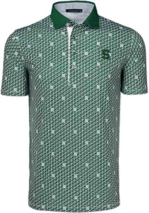 Greyson Michigan State Spartans Mens Green All over print Short Sleeve Fashion Polo