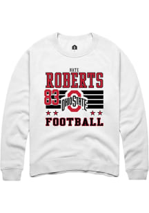 Nate Roberts  Rally Ohio State Buckeyes Mens White NIL Striped Long Sleeve Crew Sweatshirt
