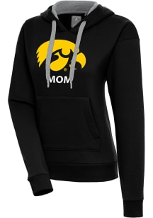 Antigua Iowa Hawkeyes Womens Black Mom  Victory Hooded Sweatshirt