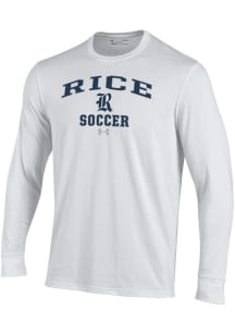 Under Armour Rice Owls White Soccer Performance Long Sleeve T Shirt