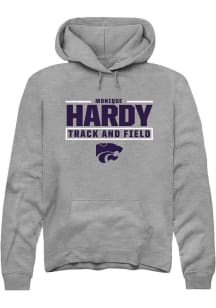 Monique Hardy  Rally K-State Wildcats Mens Graphite NIL Stacked Box Long Sleeve Hoodie