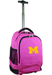 Michigan Wolverines Pink Wheeled Premium Backpack