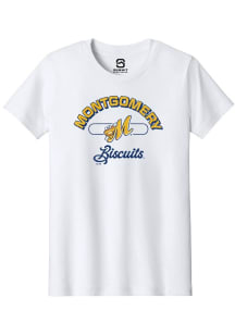 Summit Sportswear Montgomery Biscuits Youth White Vintage Arch Script Short Sleeve T-Shirt