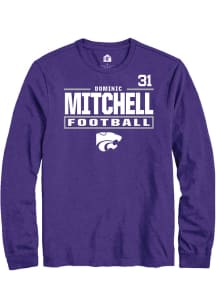 Dominic Mitchell K-State Wildcats Purple Football NIL Stacked Box Long Sleeve Player T Shirt