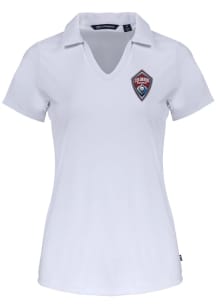 Cutter and Buck Colorado Rapids Womens White Daybreak V Neck Short Sleeve Polo Shirt