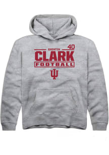 Quentin Clark Rally Indiana Hoosiers Youth NIL Stacked Box Long Sleeve Player Hoodie Grey