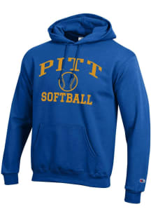 Champion Pitt Panthers Mens Blue Softball Powerblend Long Sleeve Hoodie