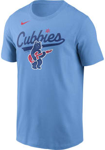 Nike Chicago Cubs Light Blue Cubbies Electric Bear Short Sleeve T Shirt