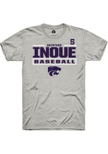 Shintaro Inoue  K-State Wildcats Ash Rally NIL Stacked Box Short Sleeve T Shirt
