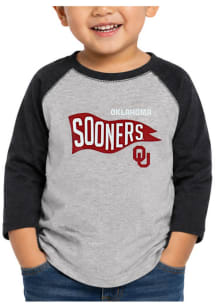 Little King Oklahoma Sooners Toddler Grey Pennant Quarter Sleeve Long Sleeve T-Shirt