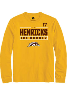 Ty Henricks Western Michigan Broncos Gold NIL Stacked Box Long Sleeve Player T Shirt