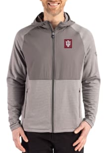 Cutter and Buck Indiana Hoosiers Mens Graphite Peshastin Long Sleeve Full Zip Jacket